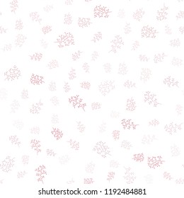 Light Pink vector seamless abstract pattern with leaves, branches. Shining colored illustration with leaves and branches. Pattern for design of window blinds, curtains.