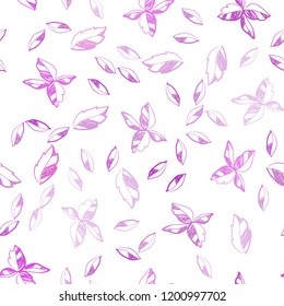 Light Pink vector seamless abstract design with leaves. An elegant bright illustration with leaves in Natural style. Pattern for trendy fabric, wallpapers.
