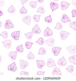 Light Pink vector seamless abstract backdrop with leaves. An elegant bright illustration with leaves in Natural style. Pattern for trendy fabric, wallpapers.