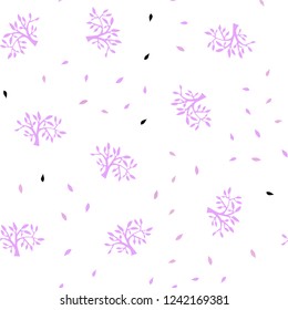 Light Pink vector seamless abstract backdrop with leaves, branches. Creative illustration in blurred style with leaves, branches. Template for business cards, websites.
