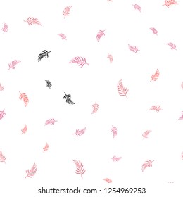 Light Pink vector seamless abstract background with leaves. Sketchy doodles with leaves on blurred background. Template for business cards, websites.