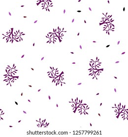 Light Pink vector seamless abstract background with leaves, branches. Modern abstract illustration with leaves and branches. Template for business cards, websites.