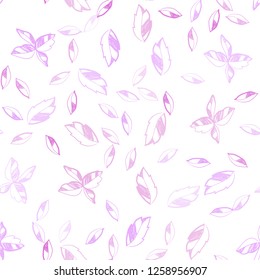Light Pink vector seamless abstract backdrop with leaves. Modern geometrical abstract illustration with leaves. Pattern for design of window blinds, curtains.