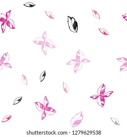 Light Pink vector seamless abstract pattern with leaves. Doodle illustration of leaves in Origami style with gradient. Trendy design for wallpaper, fabric makers.