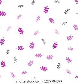 Light Pink vector seamless abstract pattern with leaves. Brand new colored illustration in blurry style with leaves. Template for business cards, websites.