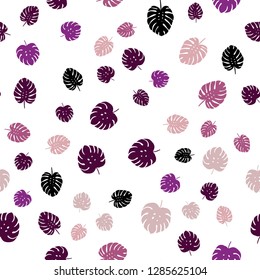 Light Pink vector seamless abstract pattern with leaves. Doodle illustration of leaves in Origami style with gradient. Texture for window blinds, curtains.