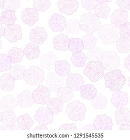 Light Pink vector seamless abstract backdrop with flowers. Flowers in natural style on white background. Pattern for design of fabric, wallpapers.