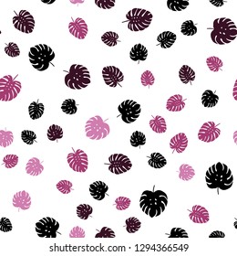 Light Pink vector seamless abstract pattern with leaves. leaves on elegant natural pattern with gradient. Design for textile, fabric, wallpapers.