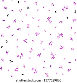 Light Pink vector seamless abstract pattern with leaves. Sketchy doodles with leaves on blurred background. Pattern for design of window blinds, curtains.