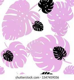Light Pink vector seamless abstract background with leaves. Sketchy doodles with leaves on blurred background. Design for wallpaper, fabric makers.
