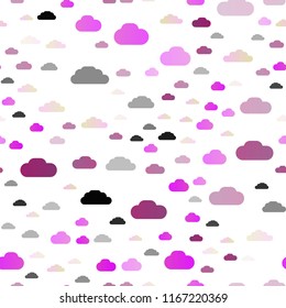 Light Pink vector seamless backdrop with cumulus. Illustration with abstract gradient clouds. Pattern for trendy fabric, wallpapers.