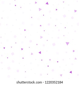 Light Pink vector seamless backdrop with lines, circles, rhombus. Abstract illustration with colorful dots, lines, cubes. Trendy design for wallpaper, fabric makers.