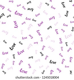 Light Pink vector seamless backdrop with phrase LOVE YOU. Colorful illustration with quote LOVE YOU in celebration style. Pattern for design of fabric, wallpapers.