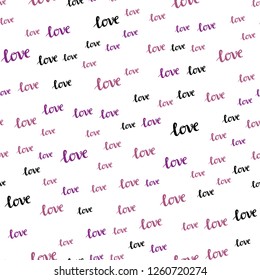 Light Pink vector seamless backdrop with phrase LOVE YOU. Phrase LOVE YOU with colorful gradient in abstract style. Design for wallpaper, fabric makers.