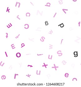 Light Pink vector seamless backdrop with english symbols. Shining illustration with ABC symbols on abstract template. Design for wallpaper, fabric makers.