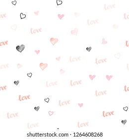 Light Pink vector seamless backdrop with phrase LOVE YOU, hearts. Colorful gradient phrase LOVE YOU, hearts in abstract style. Template for business cards, websites.