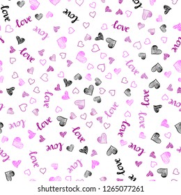 Light Pink vector seamless backdrop with phrase LOVE YOU, hearts. Colorful gradient phrase LOVE YOU, hearts in abstract style. Texture for window blinds, curtains.
