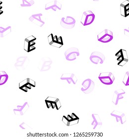 Light Pink vector seamless backdrop with 3D english symbols. Abstract illustration with colorful 3D latin alphabet. Template for business cards, websites.
