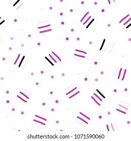 Light Pink vector seamless background with lines, ovals. Illustration with repetition of lines on white background. Pattern for design of fabric, wallpapers.