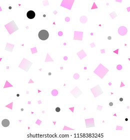 Light Pink vector seamless background with triangles, circles, cubes. Abstract gradient illustration with circles, triangles, cubes. Pattern for trendy fabric, wallpapers.