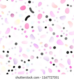Light Pink vector seamless background with bubbles. Glitter abstract illustration with blurred drops of rain. Template for business cards, websites.