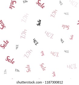 Light Pink vector seamless background with 40 % signs of sales. Gradient illustration with discount signs on white backdrop. Pattern for ads, posters, banners of sales.