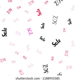Light Pink vector seamless background with 30 % signs of sales. Abstract illustration with colorful gradient symbols of sales. Design for business ads, commercials.