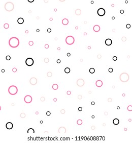 Light Pink vector seamless background with bubbles. Illustration with set of shining colorful abstract circles. Pattern can be used for ads, leaflets.