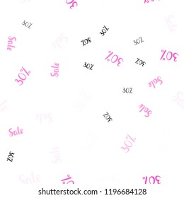 Light Pink vector seamless background with 30 % signs of sales. Abstract illustration with colorful gradient symbols of sales. Backdrop for mega promotions, discounts.