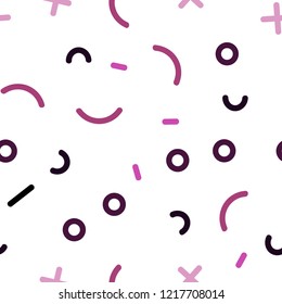 Light Pink vector seamless background with lines, ovals. Decorative abstract design of repeating lines, circles. Pattern for design of window blinds, curtains.