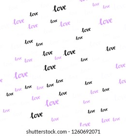 Light Pink vector seamless background with words of love. Decorative design in doodle style with text LOVE YOU. Design for wallpaper, fabric makers.