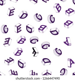 Light Pink vector seamless background with 3D signs of alphabet. Abstract illustration with colorful 3D latin alphabet. Design for textile, fabric, wallpapers.