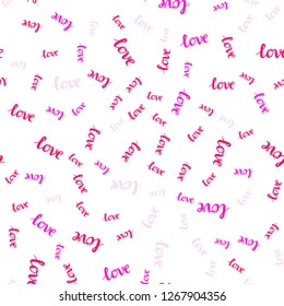 Light Pink vector seamless background with words of love. Phrase LOVE YOU with colorful gradient in abstract style. Design for wallpaper, fabric makers.