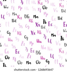 Light Pink vector seamless background with signs of alphabet. Shining colorful illustration with isolated letters. Design for textile, fabric, wallpapers.