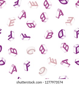 Light Pink vector seamless background with 3D signs of alphabet. Shining colorful 3D illustration with isolated letters. Pattern for trendy fabric, wallpapers.