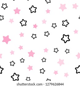 Light Pink vector seamless background with colored stars. Modern geometrical abstract illustration with stars. Design for textile, fabric, wallpapers.