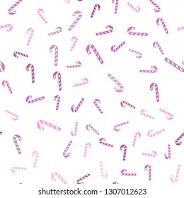 Light Pink vector seamless background with sweet xmas lollipops.