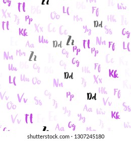 Light Pink vector seamless background with signs of alphabet. Abstract illustration with colored latin alphabet. Design for textile, fabric, wallpapers.