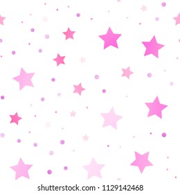 Light Pink vector seamless cover with small and big stars. Glitter abstract illustration with colored stars. Smart design for your business advert.