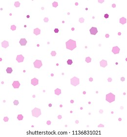 Light Pink vector seamless cover with set of hexagons. White background with colorful hexagons. New template for your brand book.