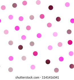 Light Pink vector seamless cover with spots. Illustration with set of shining colorful abstract circles. Pattern can be used as texture of water, rain drops.