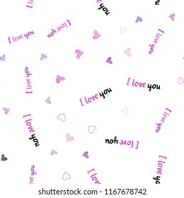 Light Pink vector seamless cover with Shining hearts. Illustration with hearts in love concept for valentine's day. Pattern for marriage gifts, congratulations.
