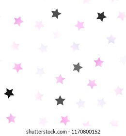 Light Pink vector seamless cover with small and big stars. Modern geometrical abstract illustration with stars. Best design for your ad, poster, banner.