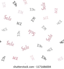 Light Pink vector seamless cover with symbols of 30, 40, 50, 70 % sales. Abstract illustration with colorful gradient symbols of sales. Backdrop for super sales on Black Friday.