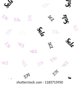 Light Pink vector seamless cover with symbols of 30, 40, 50 % sales. Abstract illustration with colorful gradient symbols of sales. Design for business ads, commercials.