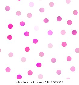 Light Pink vector seamless cover with spots. Beautiful colored illustration with blurred circles in nature style. Pattern can be used as texture of water, rain drops.
