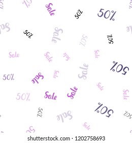 Light Pink vector seamless cover with symbols of 50 % sales. Shining colorful illustration with isolated selling prices. Pattern for ads, posters, banners of sales.