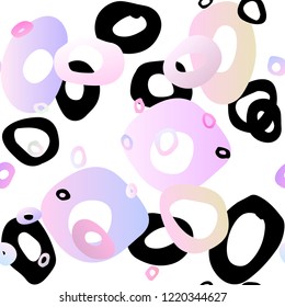 Light Pink vector seamless cover with circles. Abstract illustration with colored bubbles in nature style. Pattern for design of window blinds, curtains.