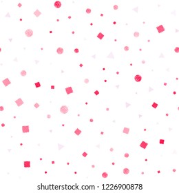 Light Pink vector seamless cover with polygonal style with circles. Circles, lines, rhombus with colorful gradient. Design for textile, fabric, wallpapers.