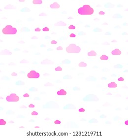 Light Pink vector seamless cover with clouds. Modern illustration with colorful gradient clouds. Pattern for design of window blinds, curtains.